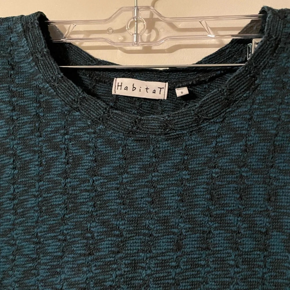Habitat Blue Cotton Blend Knit Sweater Round Neckline Split Hem Size Small - Picture 4 of 9